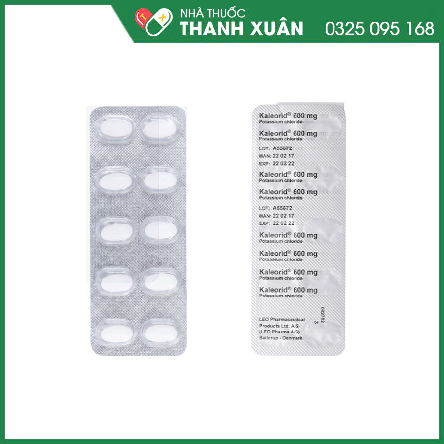 Kaleorid 600mg thuốc bổ sung kali, khuyến cáo dùng trong các trường hợp thiếu hụt Kali (giảm Kali huyết)